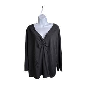 Talbots Dark Gray Knot-Front Blouse